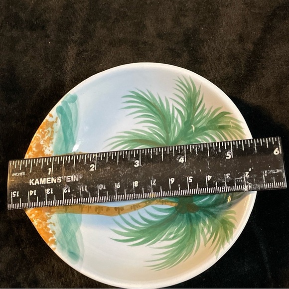 Banana Patch Studio Kauai Hawaii Art Pottery Bowl With Pour Spout  Palm Trees - Picture 12 of 13